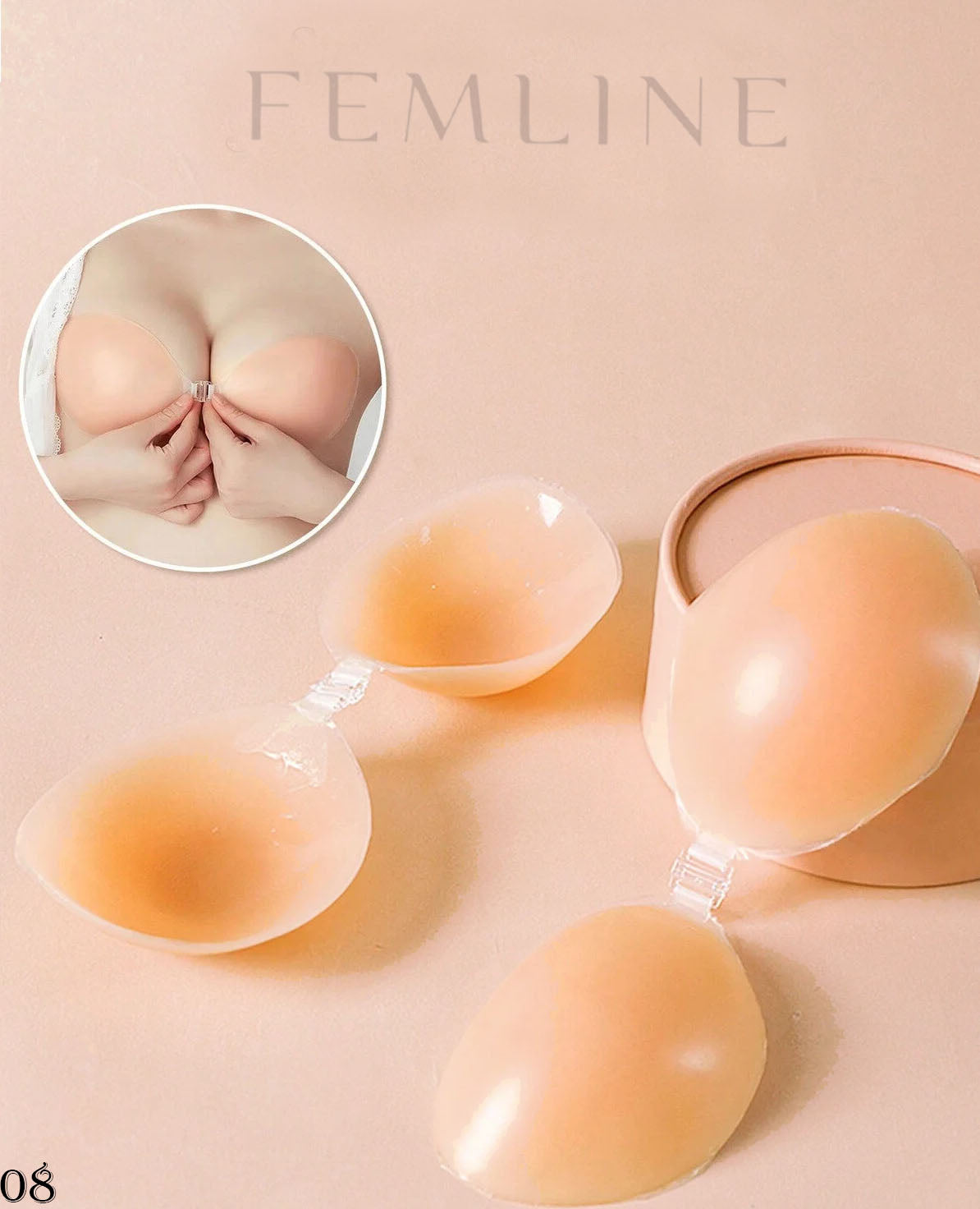 FM008 - Yapışkanlı Silikon Sütyen - Klipsli - Toparlayıcı - Kaldırıcı - Dikişsiz