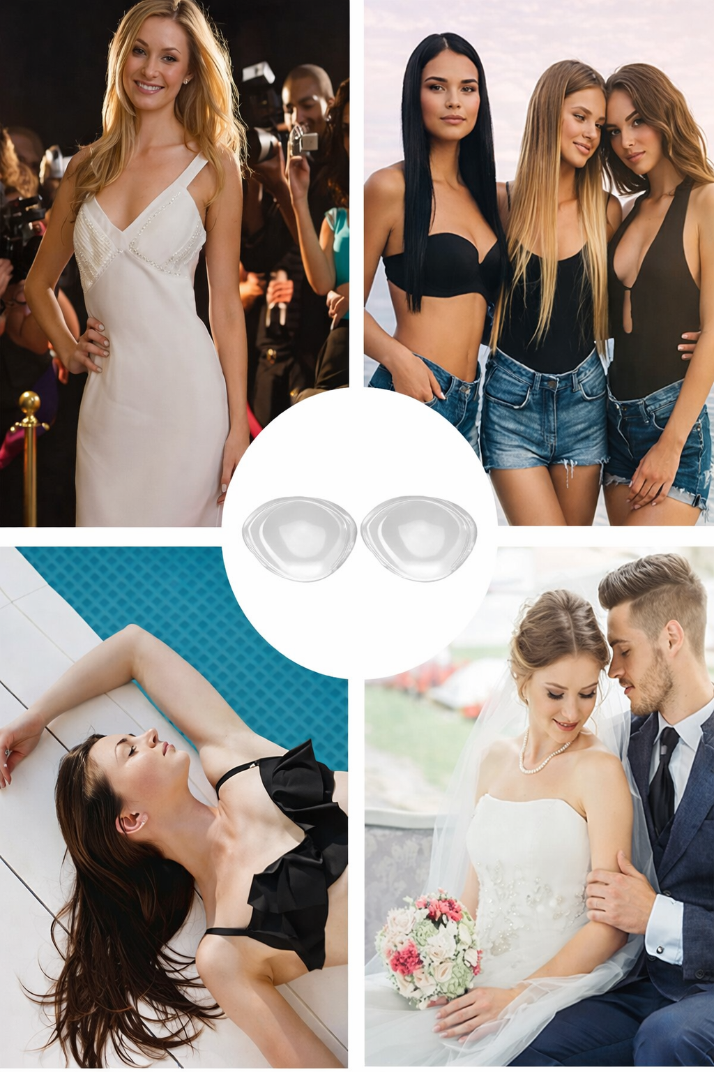 Yapışkanlı Şeffaf Silikon Mayo & Bikini Göğüs Pedi