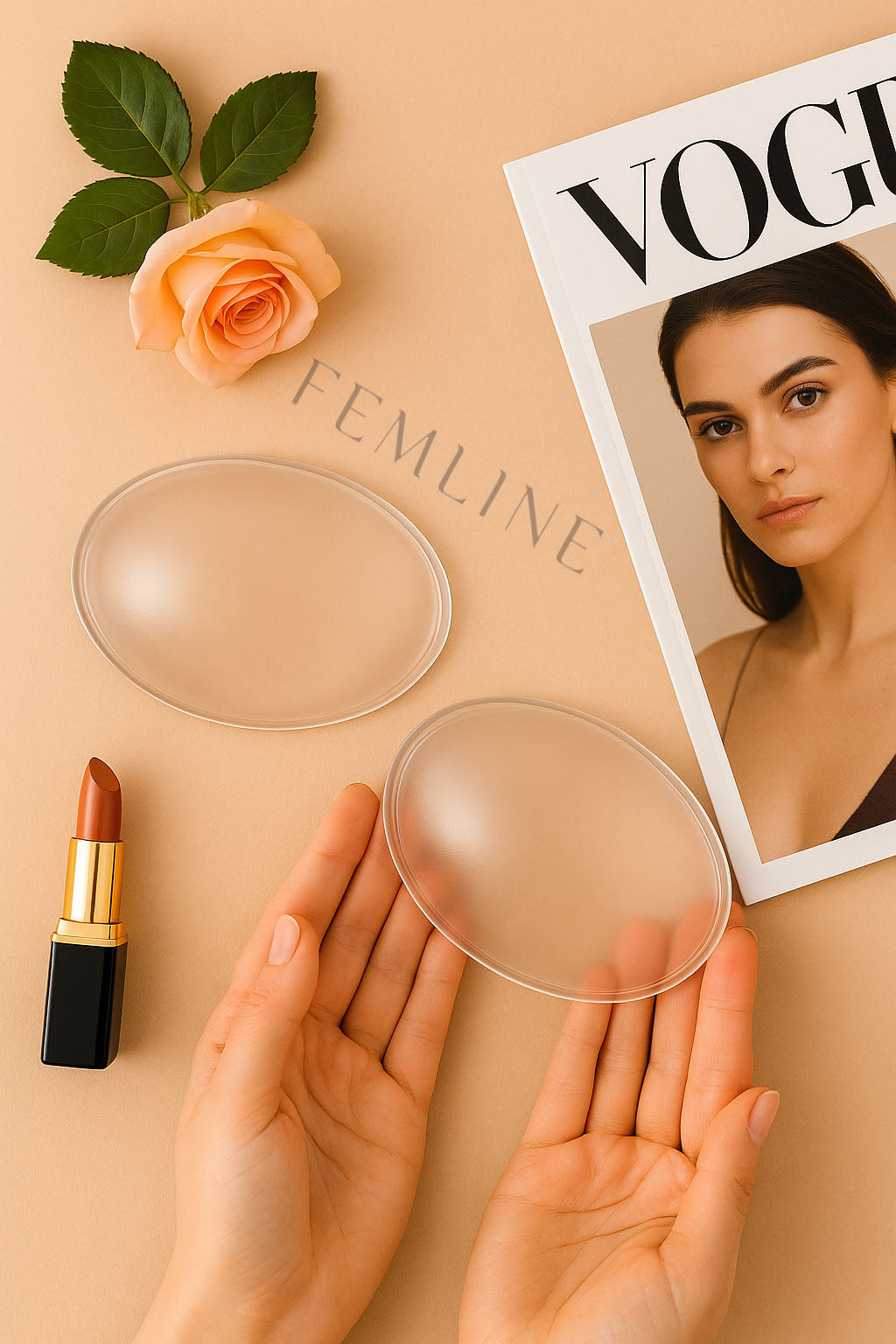 FM024 - Yapışkanlı Şeffaf Silikon Sütyen – Toparlayıcı Mayo & Bikini Göğüs Pedi- Cilt Dostu