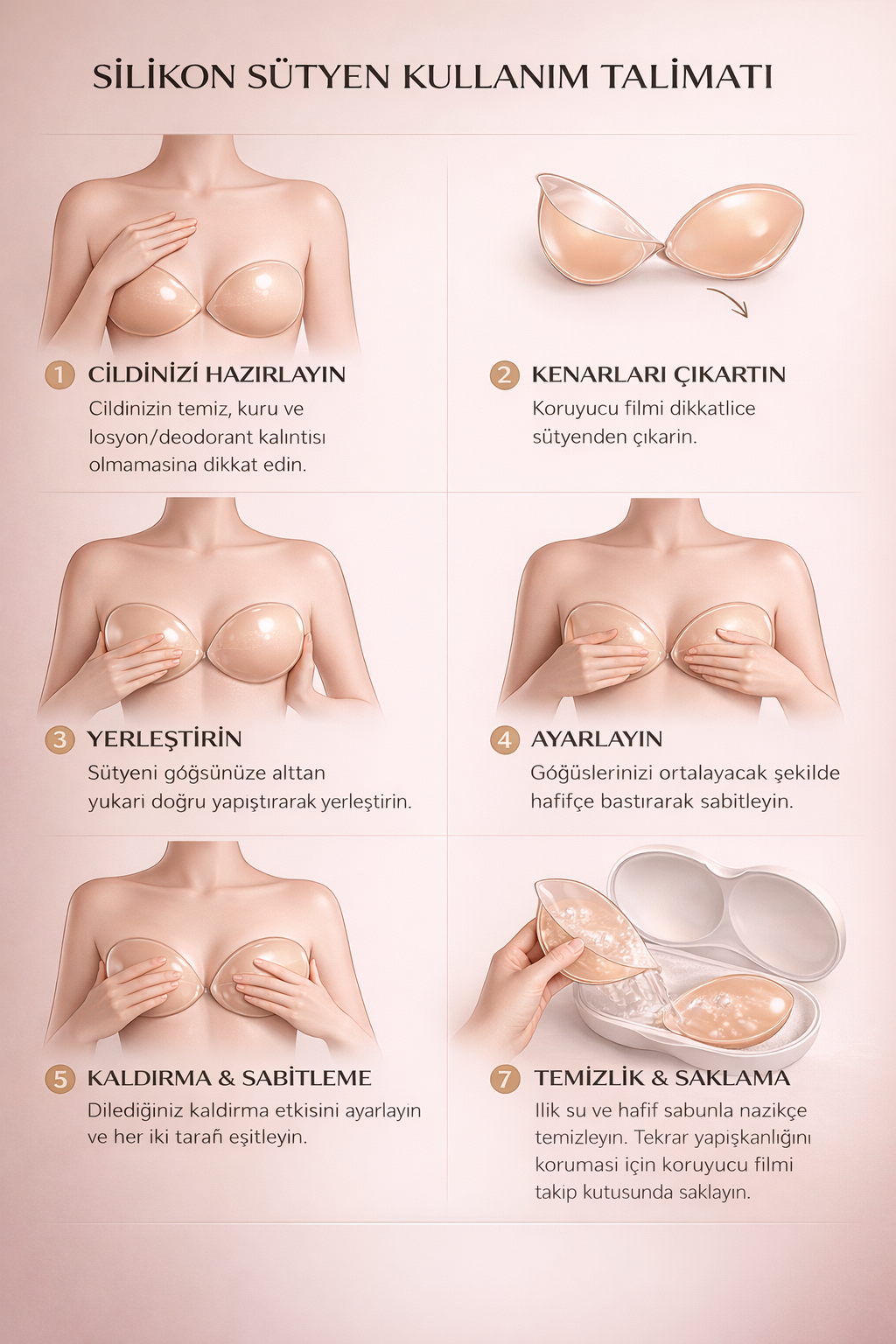 Yapışkanlı Askısız Silikon Sütyen - Klipsli - Toparlayıcı