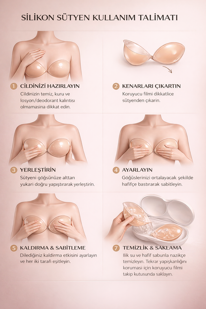 Yapışkanlı Askısız Silikon Sütyen - Klipsli - Toparlayıcı